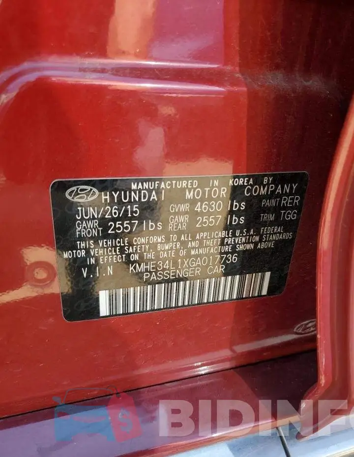 KMHE34L1XGA017736 Photo# 12
