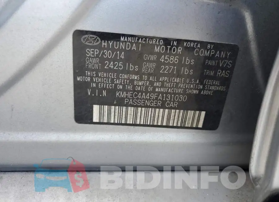 KMHEC4A49FA131030 Photo# 12