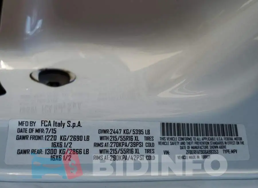 ZFBERFAT9G6A98353 Photo# 13