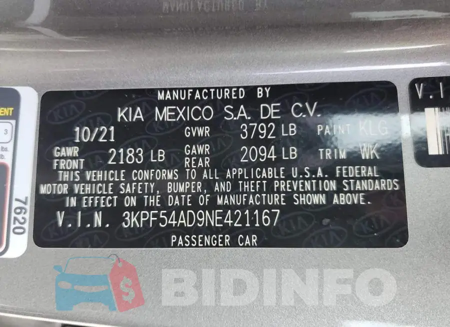 3KPF54AD9NE421167 Photo# 12