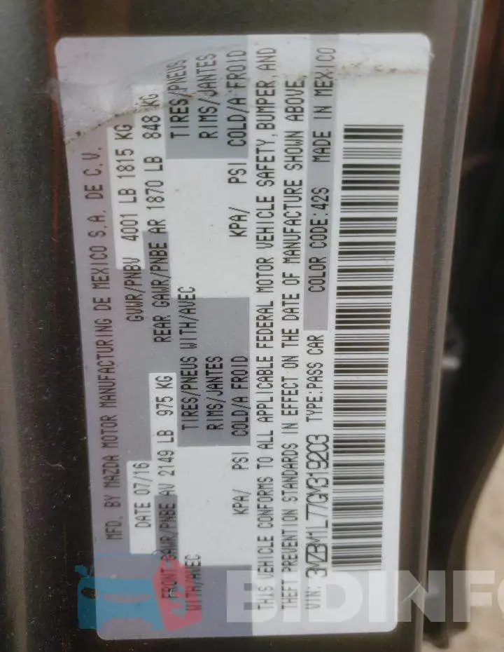 3MZBM1L77GM319203 Photo# 13