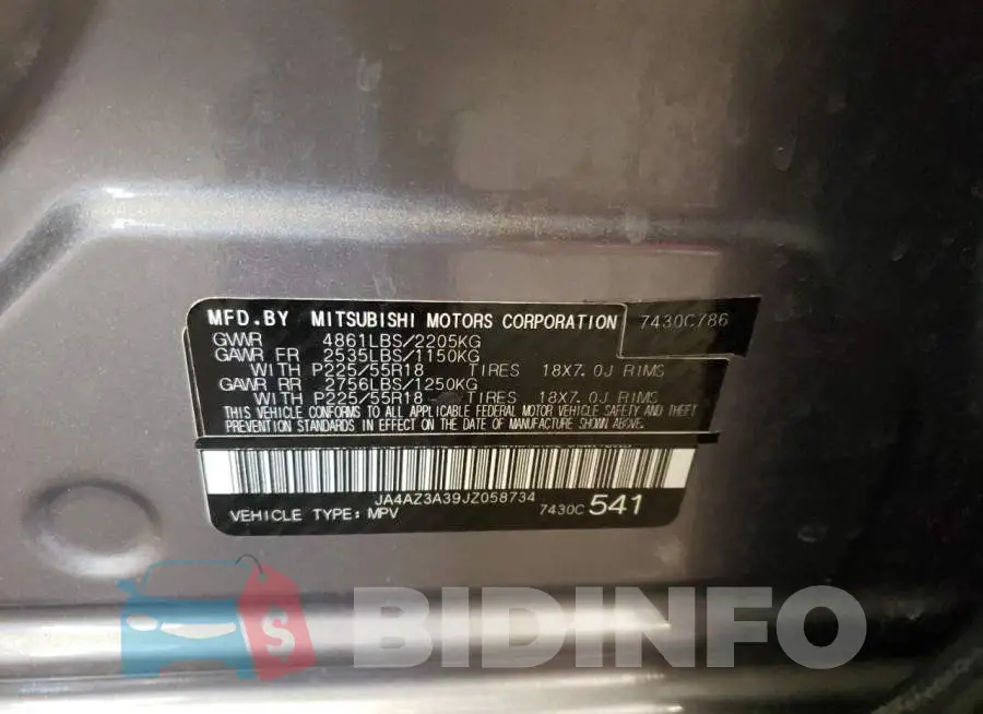 JA4AZ3A39JZ058734 Photo# 12
