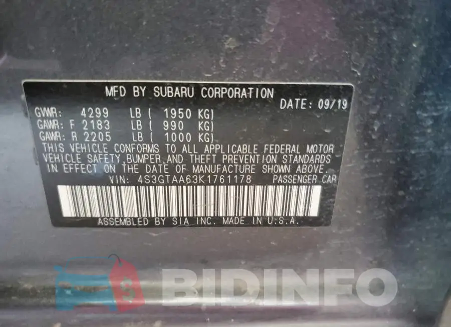 4S3GTAA63K1761178 Photo# 12