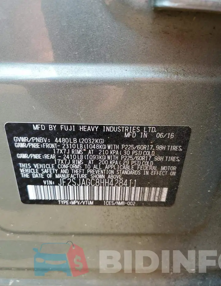 JF2SJAGC8HH428411 Photo# 13