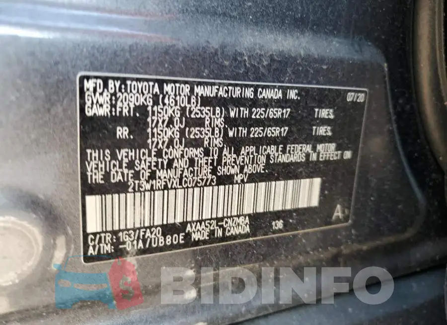2T3W1RFVXLC075773 Photo# 13