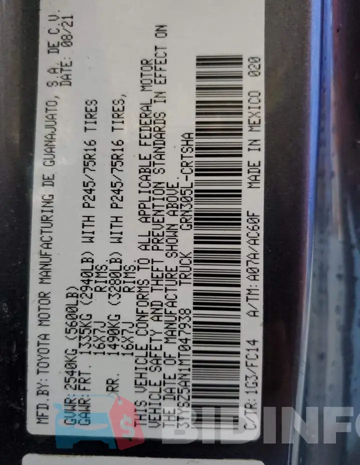3TYSZ5AN1MT047938 Photo# 12