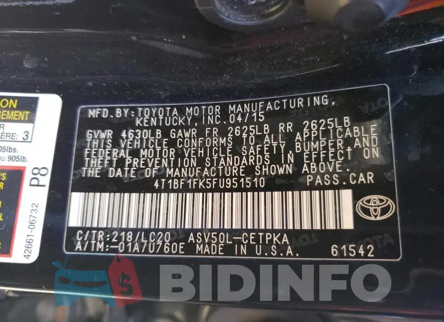 4T1BF1FK5FU951510 Photo# 13