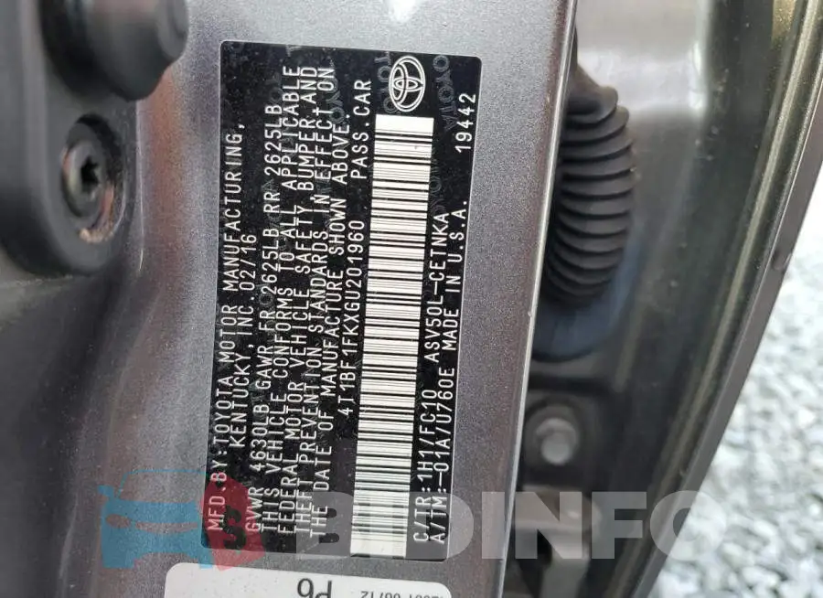 4T1BF1FKXGU201960 Photo# 12
