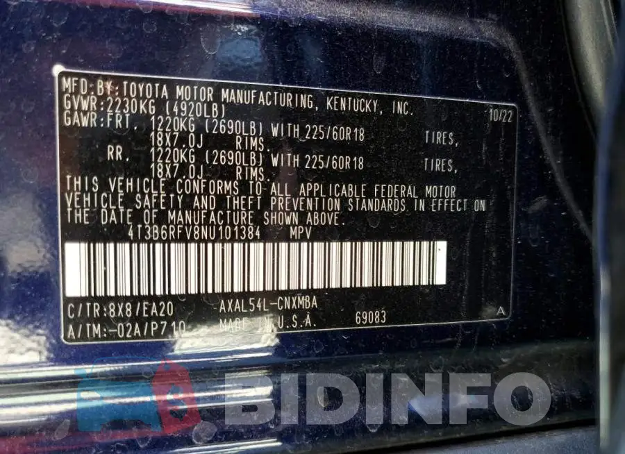 4T3B6RFV8NU101384 Photo# 13