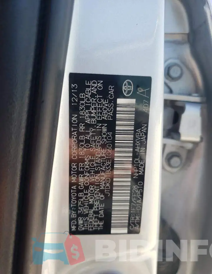 JTDKDTB33E1060104 Photo# 12