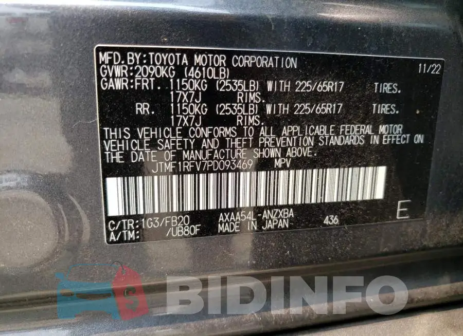 JTMF1RFV7PD093469 Photo# 13