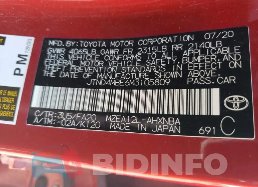 JTND4MBE6M3105809 Photo# 13