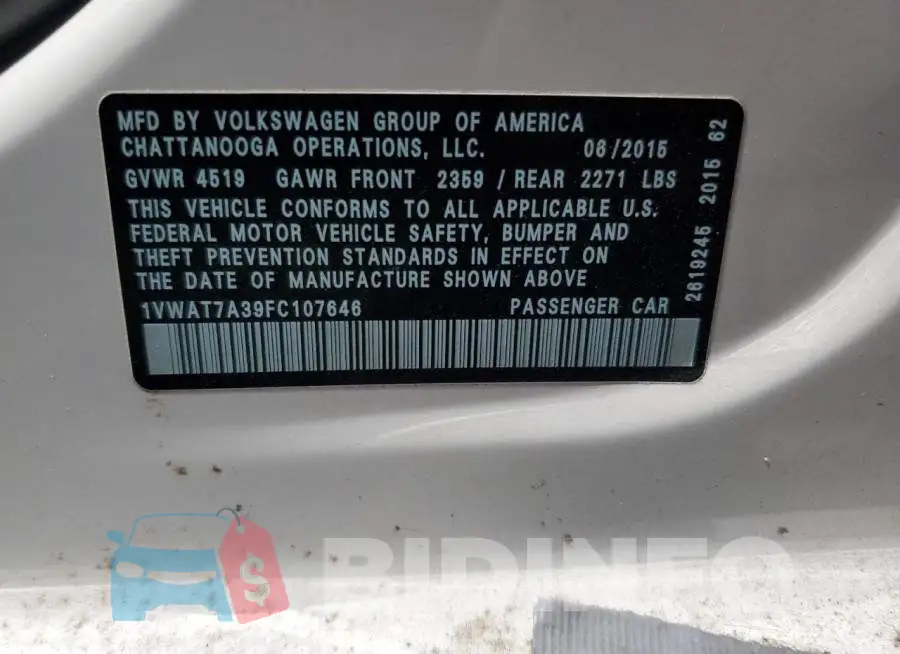 1VWAT7A39FC107646 Photo# 12
