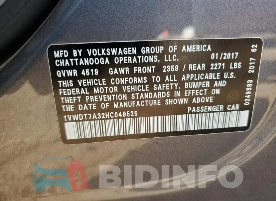 1VWDT7A32HC049525 Photo# 12