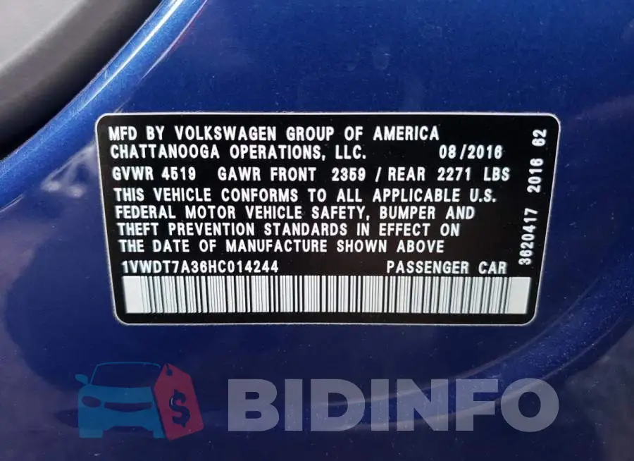 1VWDT7A36HC014244 Photo# 12