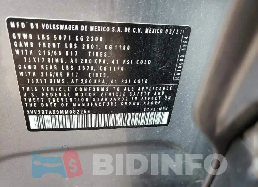 3VV2B7AX9MM082256 Photo# 13