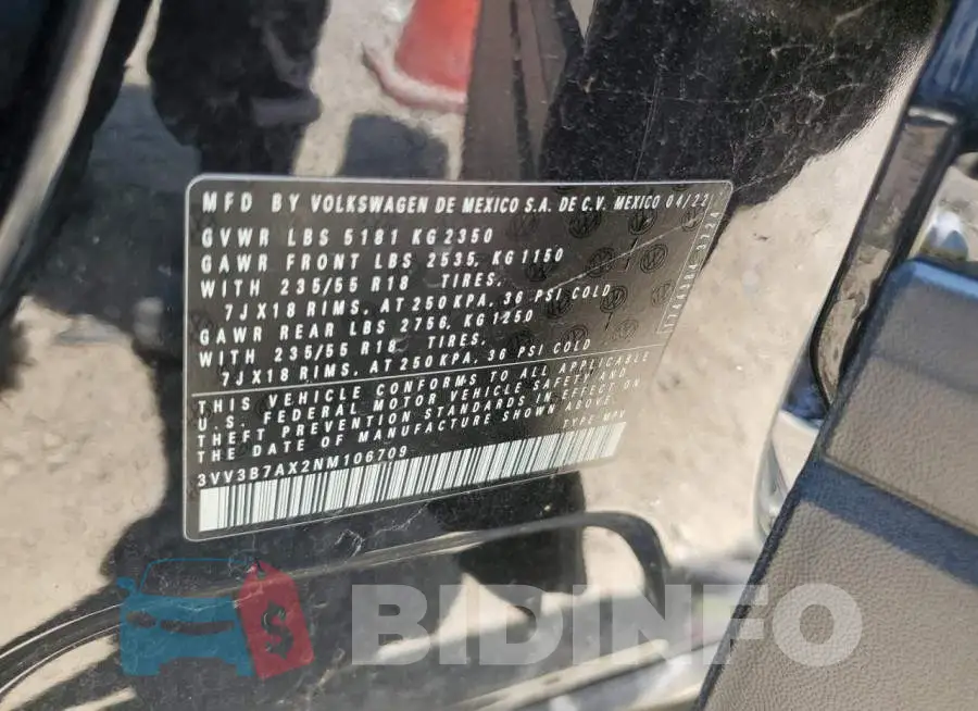 3VV3B7AX2NM106709 Photo# 13