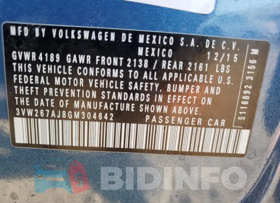 3VW267AJ8GM304642 Photo# 12