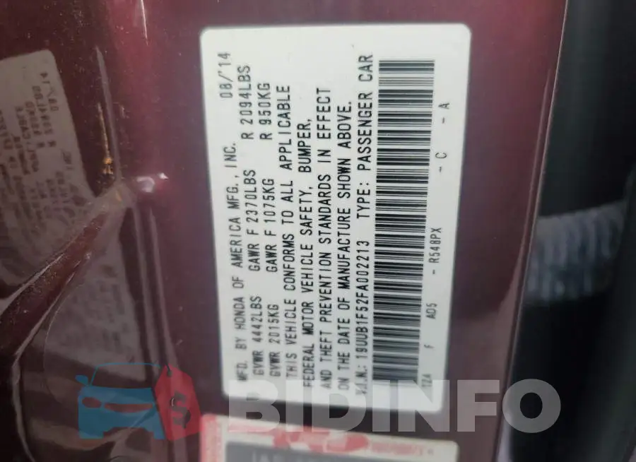 19UUB1F52FA002213 Photo# 12