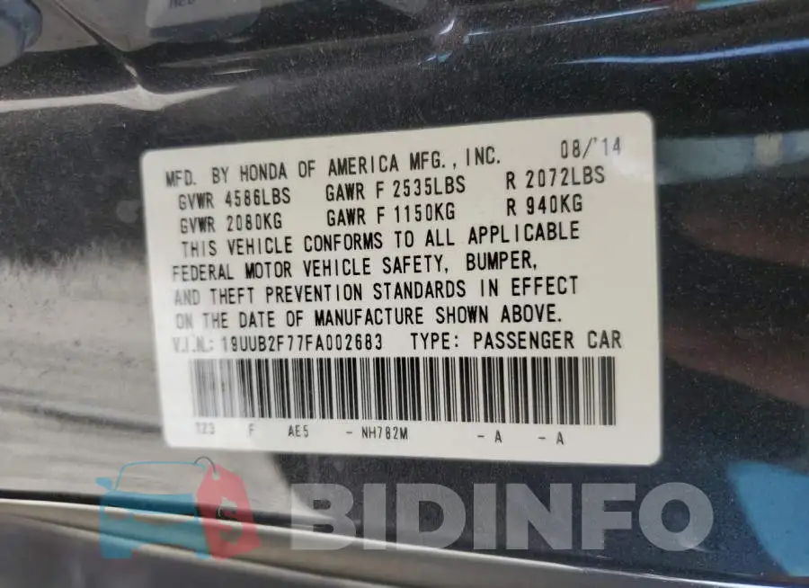 19UUB2F77FA002683 Photo# 12