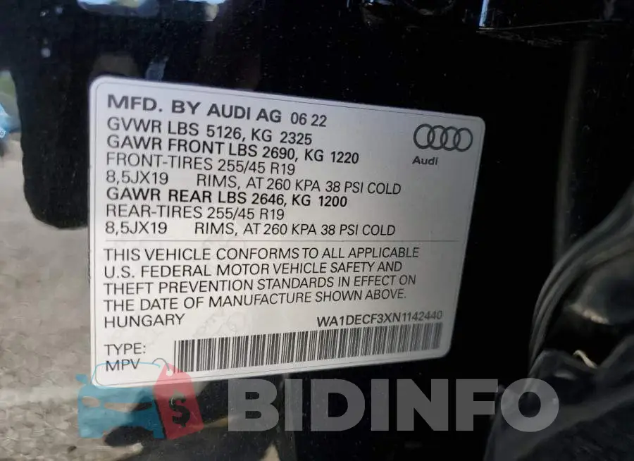 WA1DECF3XN1142440 Photo# 13