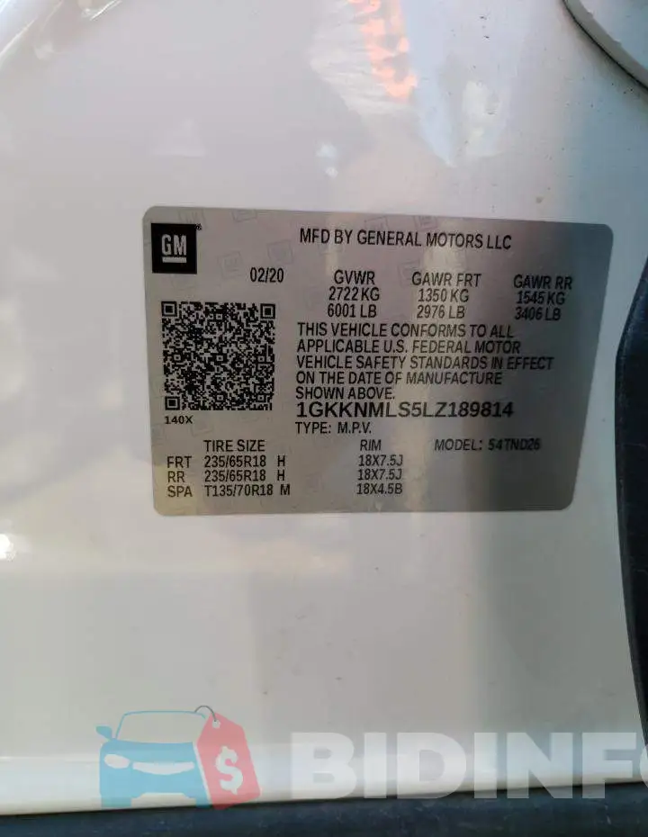 1GKKNMLS5LZ189814 Photo# 13