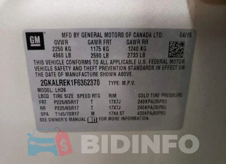 2GKALREK1F6362370 Photo# 13