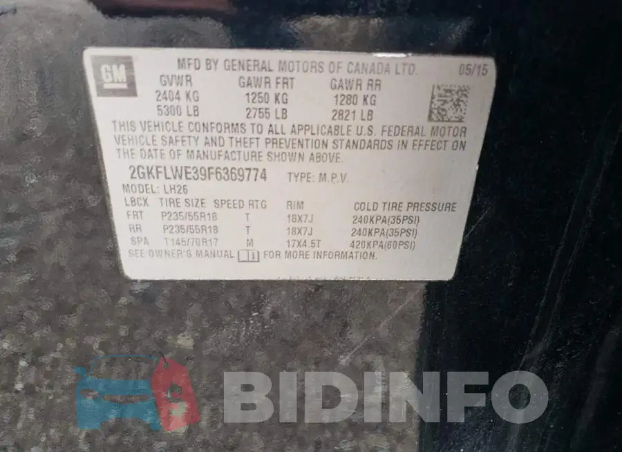 2GKFLWE39F6369774 Photo# 13