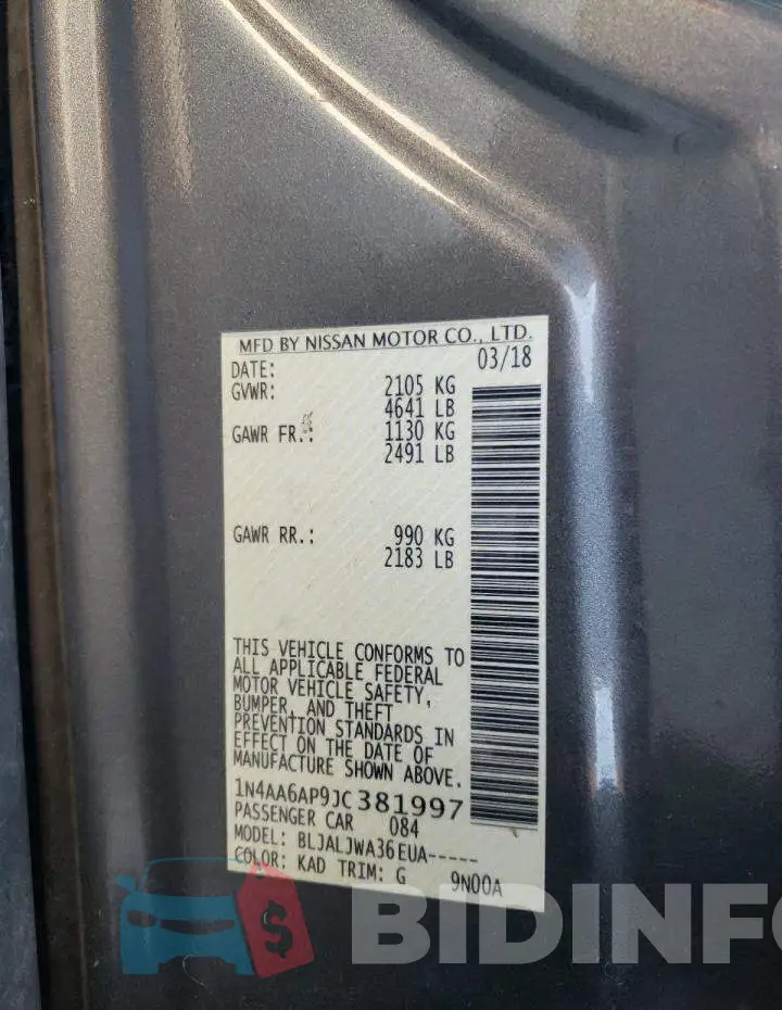 1N4AA6AP9JC381997 Photo# 12