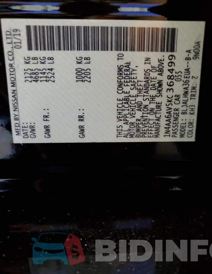 1N4AA6AV5KC368499 Photo# 13