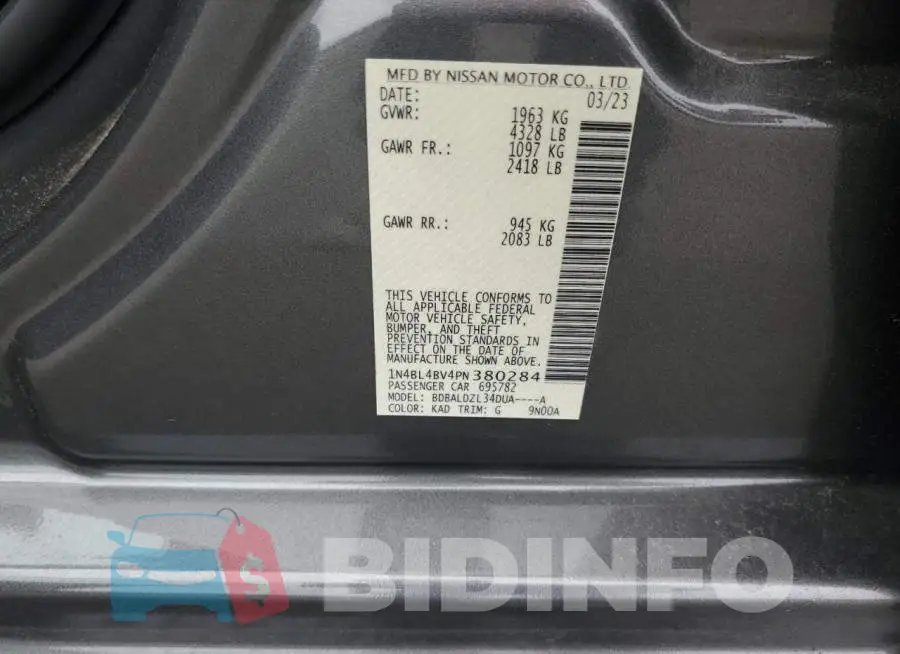 1N4BL4BV4PN380284 Photo# 12