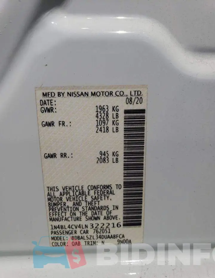 1N4BL4CV4LN322216 Photo# 13