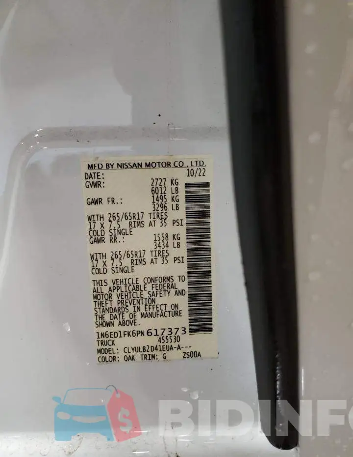 1N6ED1FK6PN617373 Photo# 12