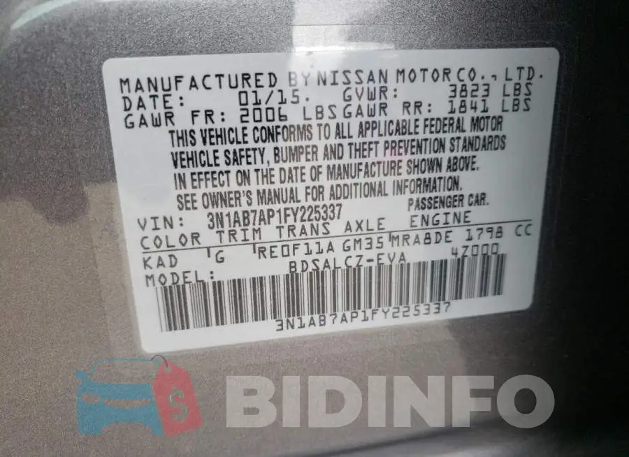 3N1AB7AP1FY225337 Photo# 12