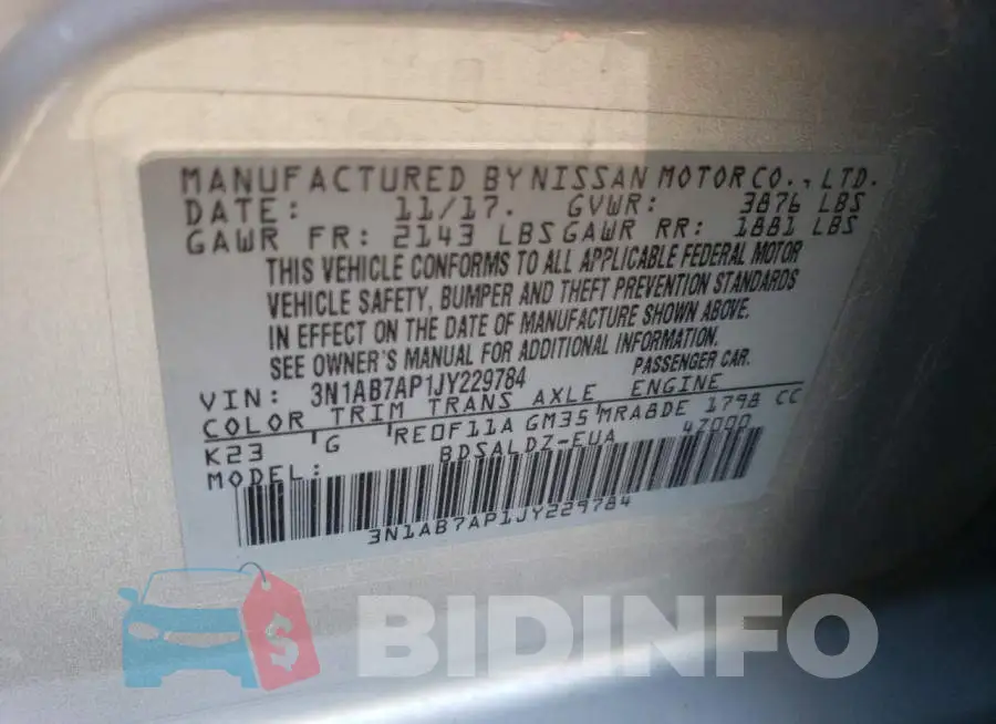 3N1AB7AP1JY229784 Photo# 12