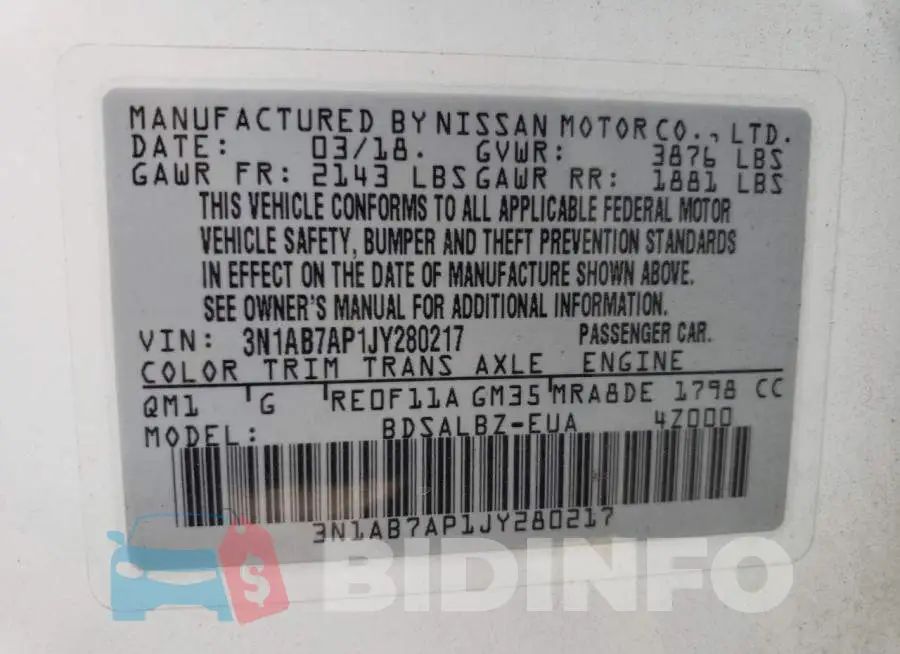 3N1AB7AP1JY280217 Photo# 12
