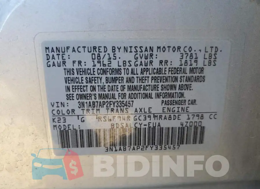 3N1AB7AP2FY335457 Photo# 12