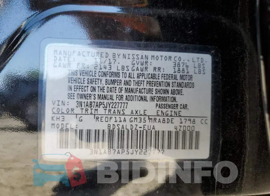 3N1AB7AP5JY227777 Photo# 13