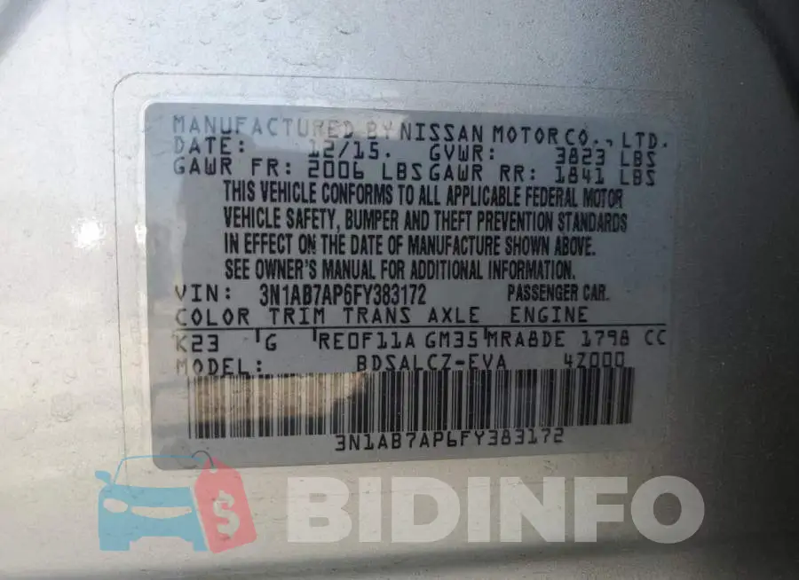 3N1AB7AP6FY383172 Photo# 12