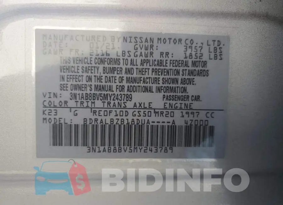 3N1AB8BV5MY243789 Photo# 13