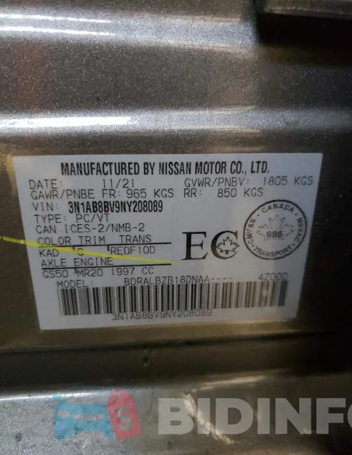 3N1AB8BV9NY208089 Photo# 12
