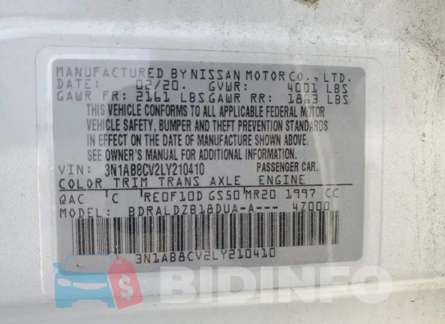 3N1AB8CV2LY210410 Photo# 13