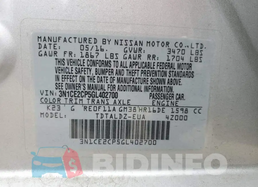 3N1CE2CP5GL402700 Photo# 12