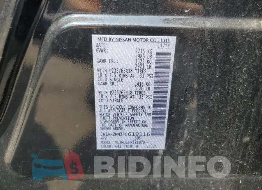5N1AR2MM3FC619116 Photo# 13