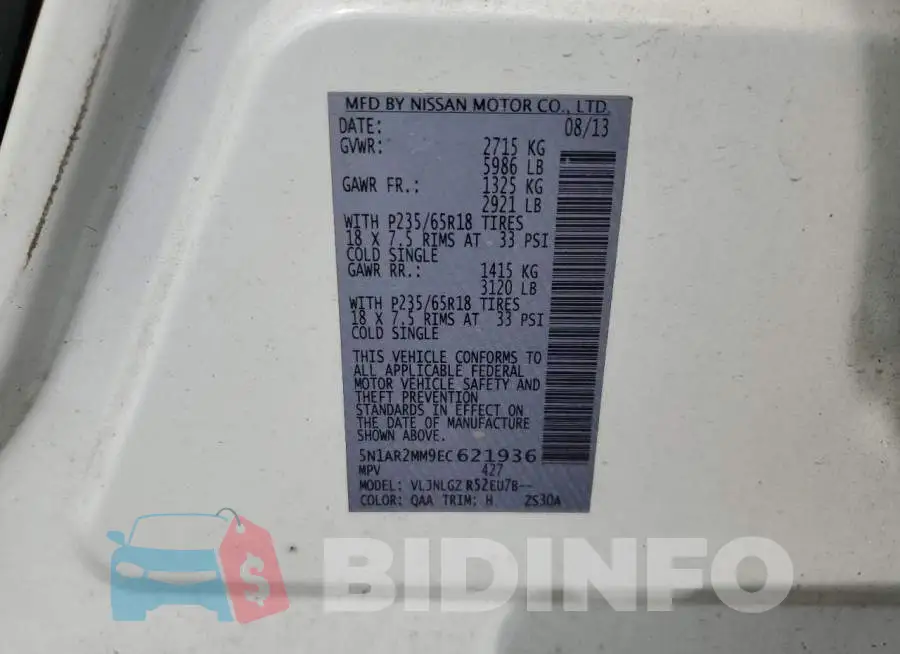 5N1AR2MM9EC621936 Photo# 13