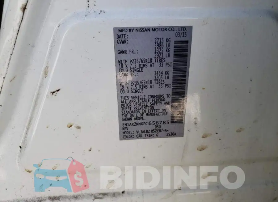 5N1AR2MNXFC656785 Photo# 13