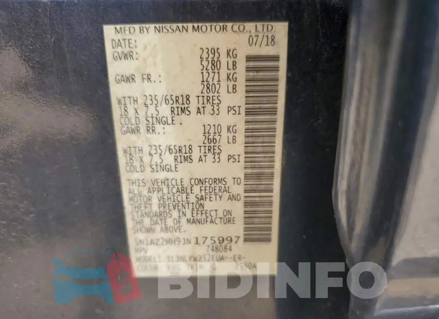 5N1AZ2MH9JN175997 Photo# 12