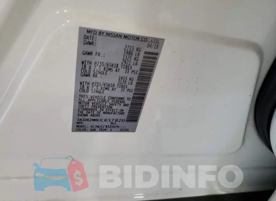 5N1DR2MM6JC657820 Photo# 14