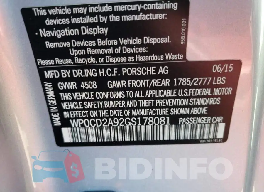 WP0CD2A92GS178081 Photo# 13
