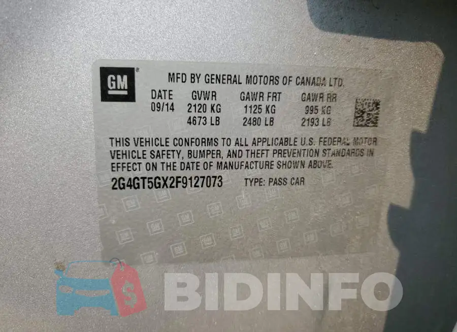 2G4GT5GX2F9127073 Photo# 12